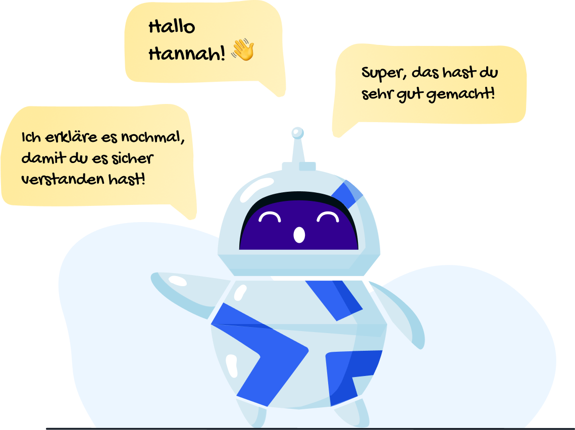 Brainie interagiert mit der Nachhilfeschülerin