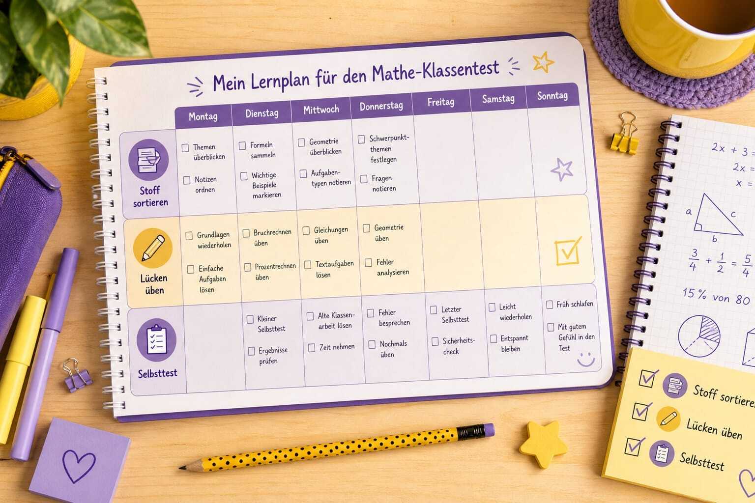 Lernplan-mathe Lernplan für Mathe-Klassenarbeit